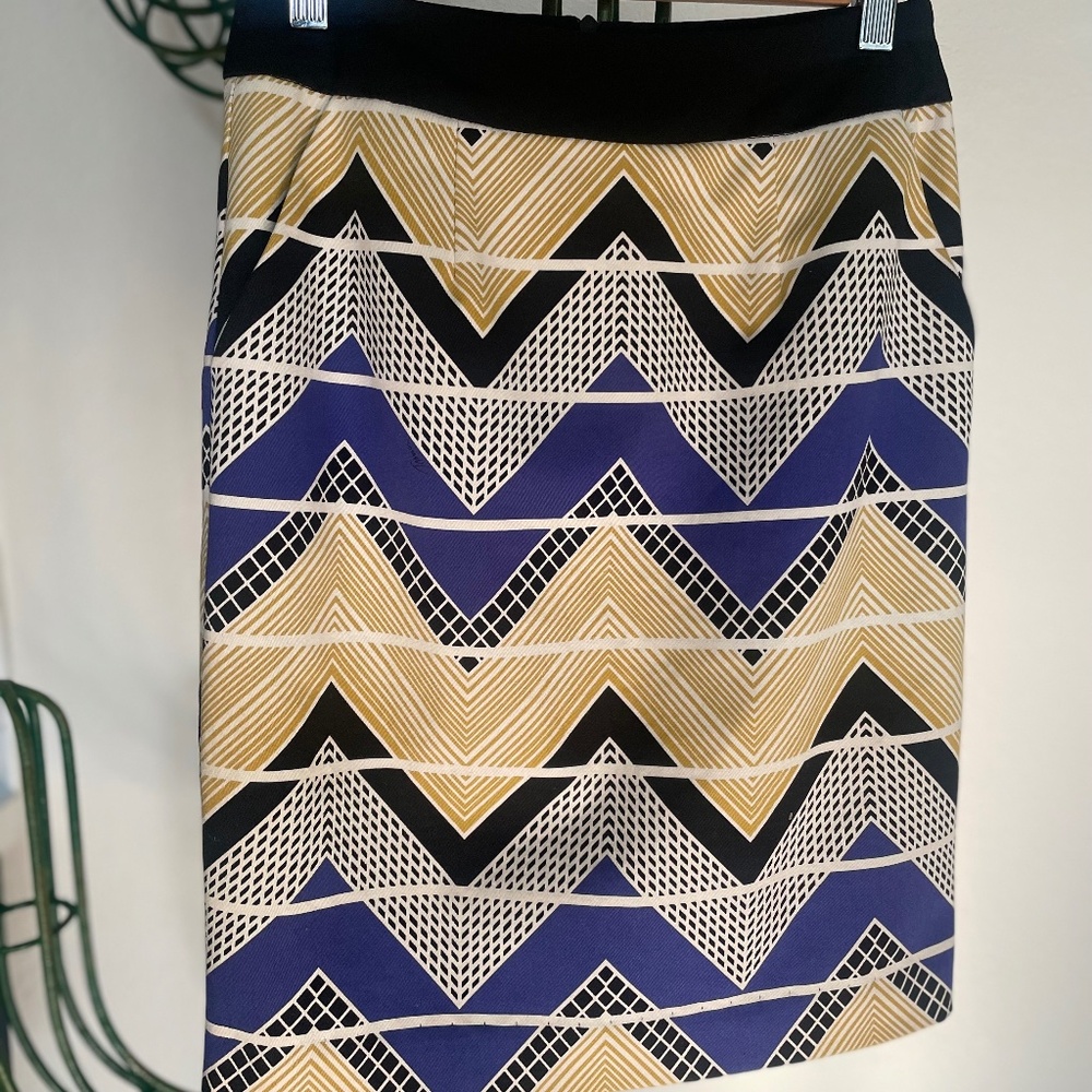 Trina Turk Unique Geometric Pattern Cotton Skirt